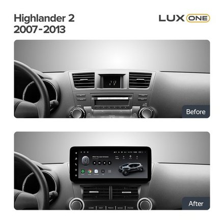 Магнитола для Toyota Highlander 2 XU40 2007-2013 (поддержка JBL, рамка LUX) - Teyes LUX ONE ROUND монитор 12.3" 2K QLED на Android 10, CarPlay, 4G SIM-слот
