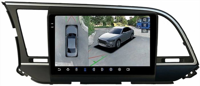 Магнитола для Hyundai Elantra 6 2016-2018 (без штатной КЗВ, рамка тип 1) - FarCar BX9-360-7065F1A монитор 9.5" 2K QLED на Android 13, 6Гб+128Гб, CarPlay, 4G SIM-слот, 4 камеры в комплекте