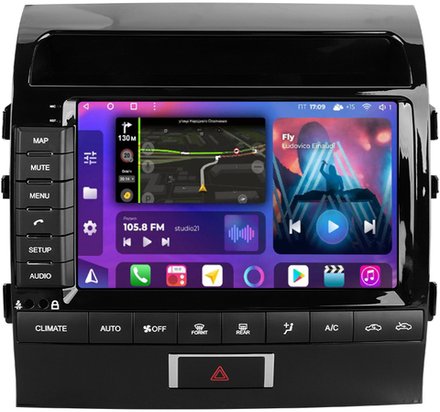 Магнитола для Toyota Land Cruiser 200 2010-2012 (климат на ШГУ) - FarCar BM9-9006A монитор 9.5" QLED на Android 14, TS10, 4+32Гб, CarPlay, 4G SIM-слот
