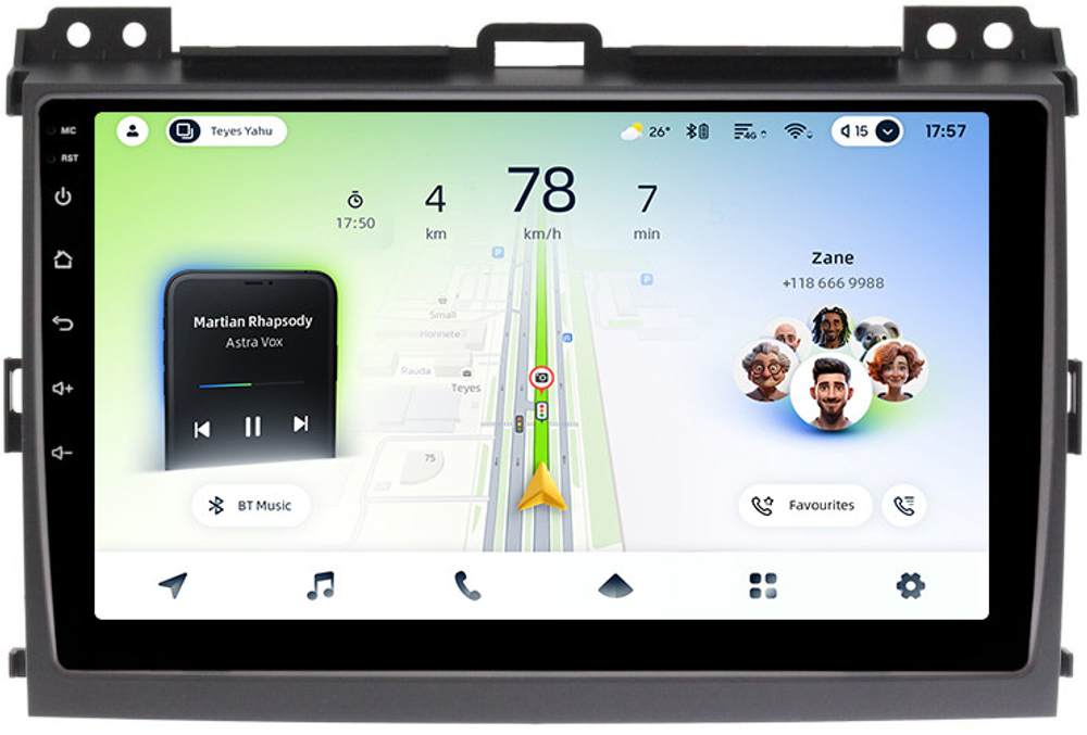 Магнитола для Toyota Land Cruiser Prado 120, Lexus GX470 (экран климата внизу) - Teyes CC4L монитор 9" IPS на Android 14, Snapdragon 662, CarPlay, 4G SIM-слот