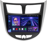 Магнитола для Hyundai Solaris 1 2010-2016 (рамка серебристо-черная тип 3) - Teyes CC3-2K на Android 10, 2K QLED, ТОП процессор, CarPlay, 4G SIM-слот