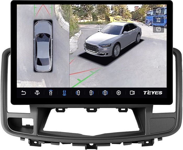 Магнитола для Nissan Teana J32 2008-2013 (цветной экран, рамка 10) - Teyes CC3-2K-360 монитор 13" 2K QLED на Android 10, 6+128Гб, CarPlay, 4G SIM-слот, 4 камеры в комплекте