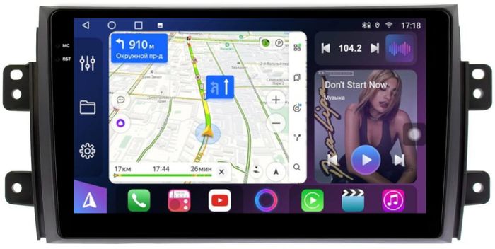 Магнитола для Suzuki SX4 2006-2014 - FarCar S400-TS18 монитор 9.5" QLED на Android 14, CarPlay, 4G SIM-слот