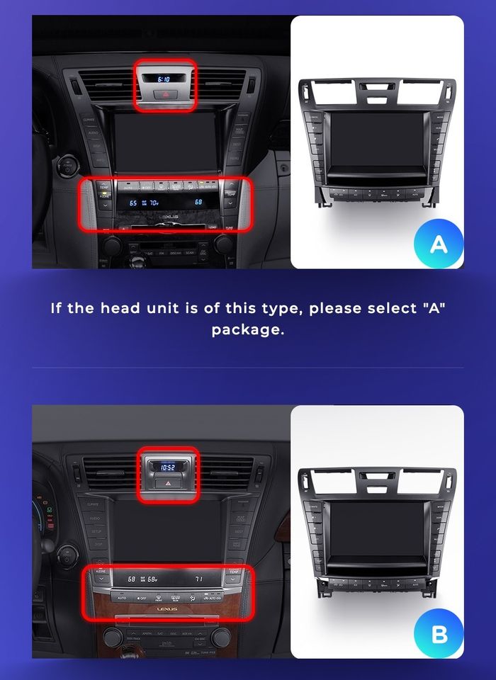 Комплект рамки с разъёмами 9" Lexus LS460 LS600H F40 (B)2009-2012