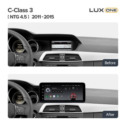 Магнитола для Mercedes Benz С W204 2011-2014 NTG 4.5 - Teyes LUX ONE ROUND монитор 12.3" 2K QLED на Android 10, CarPlay, 4G SIM-слот