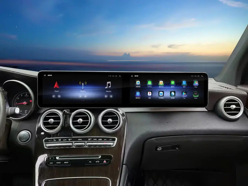 Магнитола для Mercedes-Benz C-класс W205, GLC X253 2014-2018 - Kuberg (2 экрана 12.3") на Android 10, 8Гб+128Гб, CarPlay, 4G SIM-слот