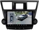 Магнитола для Toyota Highlander 2 XU40 2007-2013 (крутилки активные) - FarCar BX10-360-7194F2 монитор 10.36" 2K QLED на Android 13, Быстрая, CarPlay, 4G SIM-слот, 4 камеры в комплекте