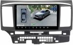 Магнитола для Mitsubishi Lancer X 2007-2016 (рамка 9) - FarCar BX037-9/3281M-360 монитор 9.5" 2K QLED на Android 13, Быстрая, CarPlay, 4G SIM-слот, 4 камеры в комплекте