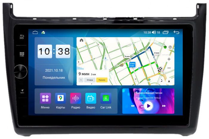 Магнитола для Volkswagen Polo 2009-2020 - Parafar PF968LUX1FHDAV на Android 13, 8-ядер, 2Гб+32Гб, CarPlay, 4G SIM-слот