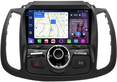 Магнитола для Ford Kuga 2 2017-2019 (SYNC 3, рамка с кнопками тип 2) - FarCar 8029F2B монитор 9.5" QLED на Android 14, TS18, CarPlay, 4G SIM-слот