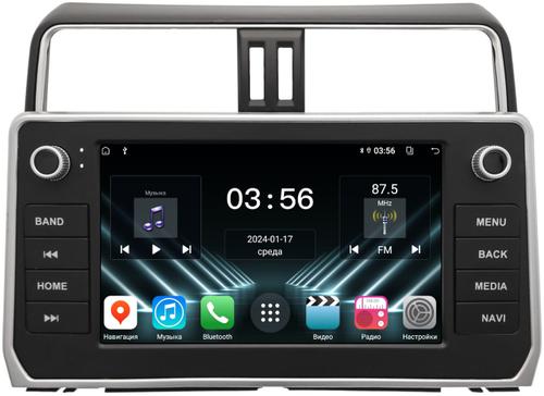 Магнитола для Toyota Land Cruiser Prado 150 2017-2023 (рамка с кнопками и крутилками) - FarCar DX9-7109F2 монитор 9.5" IPS на Android 13, 4+64Гб, CarPlay