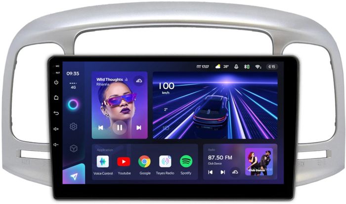 Магнитола для Hyundai Verna 2006-2010 (рамка серебро) - Teyes CC3 Android 10, ТОП процессор, 4/32 Гб, CarPlay, SIM-слот