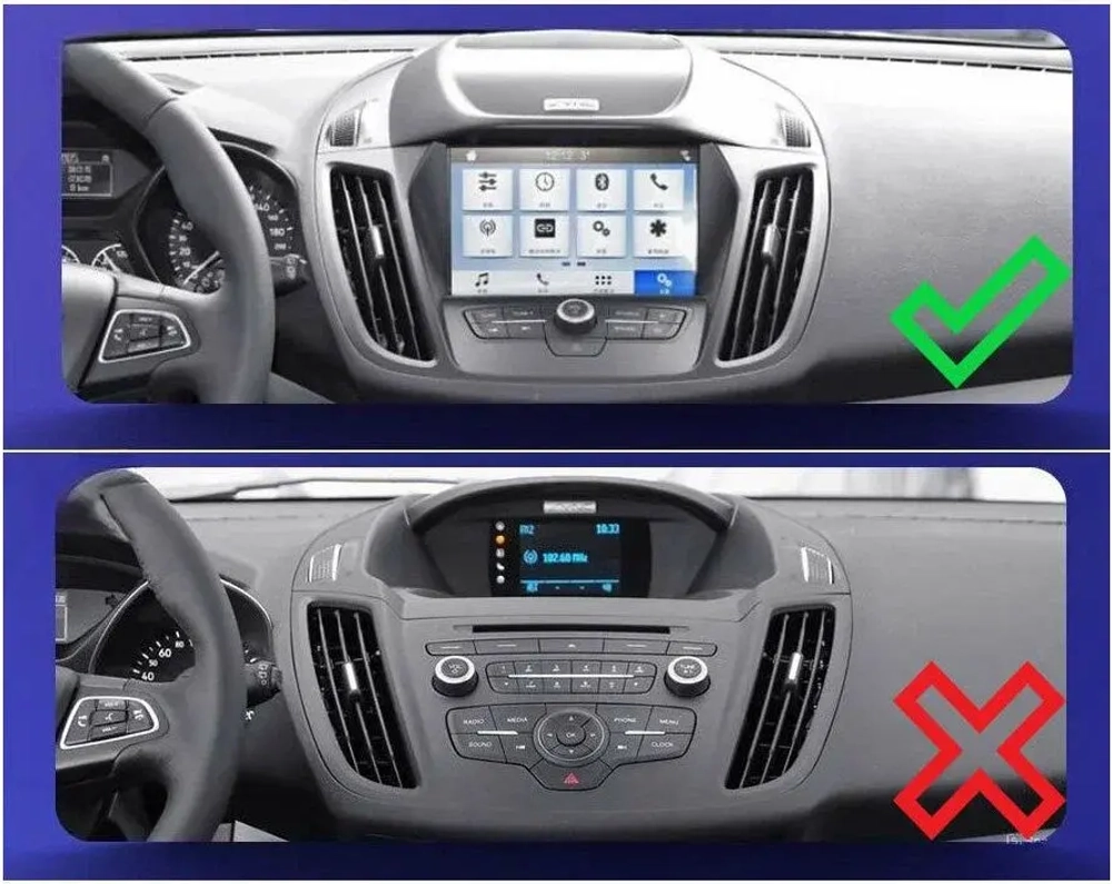 Магнитола для Ford Kuga 2 2017-2019 (SYNC 3, рамка с кнопками тип 1) - FarCar DX9-8029F1B монитор 9.5" IPS на Android 13, 4+64Гб, CarPlay