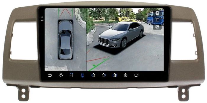 Магнитола для Toyota Mark II 110 2000-2004 (наверх, климат на ШГУ) - FarCar BX9-360-9110F2 монитор 9.5" 2K QLED на Android 13, Быстрая, CarPlay, 4G SIM-слот, 4 камеры в комплекте
