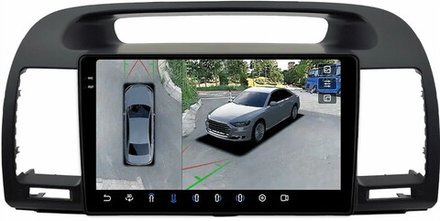 Магнитола для Toyota Camry 30 2001-2006 (рамка черная) - FarCar BX3020M-360 монитор 9.5" 2K QLED на Android 13, 6Гб+128Гб, CarPlay, 4G SIM-слот, 4 камеры в комплекте