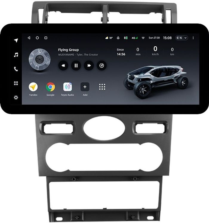Магнитола для Ford Mondeo 3 2000-2006 (климат) - Teyes LUX ONE ROUND монитор 12.3" 2K QLED на Android 10, CarPlay, 4G SIM-слот