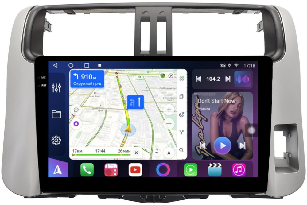 Магнитола для Toyota Land Cruiser Prado 150 2009-2013 (правый руль) - FarCar 7041PR монитор 9.5" QLED на Android 14, TS18, CarPlay, 4G SIM-слот