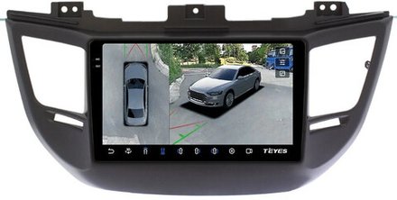 Магнитола для Hyundai Tucson 3 2015-2018 (штатная КЗВ, рамка черная) - Teyes CC3-2K монитор 9.5" 2K QLED на Android 10, ТОП процессор, 360, CarPlay, 4G SIM-слот
