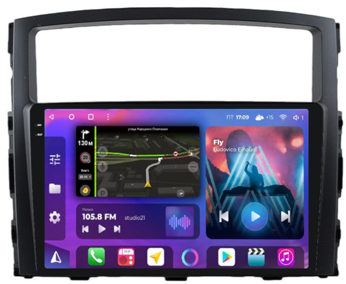 Магнитола для Mitsubishi Pajero 4 2006-2022 - FarCar BM1009M-2K монитор 9.5" 2K QLED на Android 14, TS10, 4+32Гб, CarPlay, 4G SIM-слот