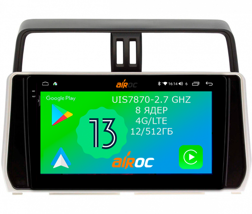 Магнитола для Toyota Land Cruiser Prado 150 2017-2023 - Airoc 2K AU-1126 Android 13, TS20, 12/512Гб, SIM-слот