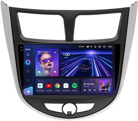 Магнитола для Hyundai Solaris 1 2010-2016 (рамка серебристо-черная тип 3) - Teyes CC3-2K на Android 10, 2K QLED, ТОП процессор, CarPlay, 4G SIM-слот