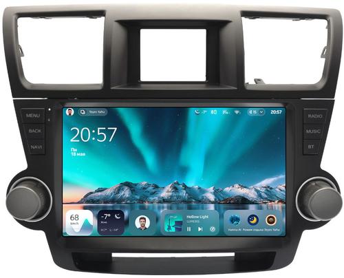 Магнитола для Toyota Highlander 2 XU40 2007-2013 (рамка с крутилками и кнопками) - Teyes CC4 монитор 10.36" 2K QLED на Android 14, Snapdragon 680, DSP, CarPlay, 4G SIM-слот