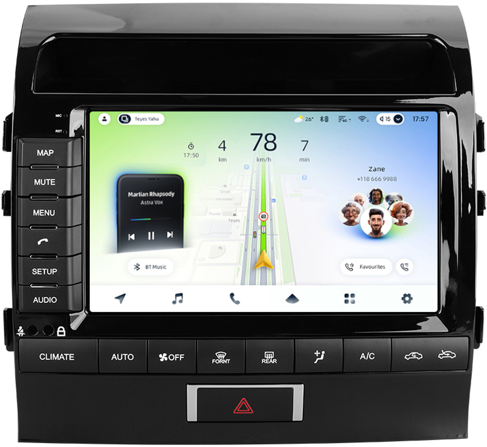 Магнитола для Toyota Land Cruiser 200 2010-2012 (климат на ШГУ) - Teyes CC4L монитор 9" IPS на Android 14, Snapdragon 662, CarPlay, 4G SIM-слот