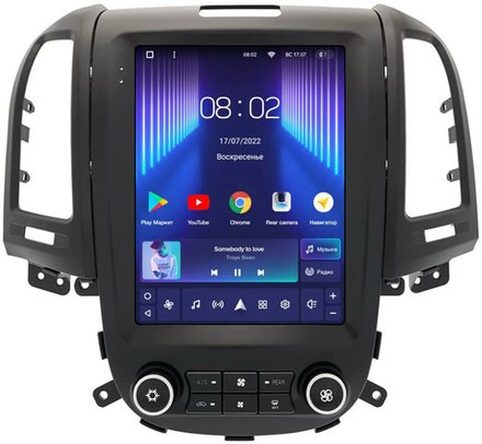 Магнитола для Hyundai Santa Fe 2 2006-2012 (климат, без штатного усилителя, рамка тип 2) - Teyes TPRO 2 монитор 9.7" QLED в стиле "Тесла" на Android 10, TS10, 4G SIM-слот