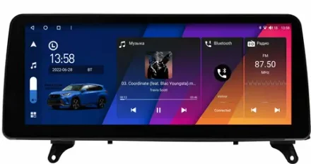Магнитола для BMW X5 (E70), X6 (E71) 2006-2014 - Canbox H-Line 0161 монитор 12.3" QLED в стиле BMW на Android 10, ТОП-процессор, CarPlay, 4G SIM-слот
