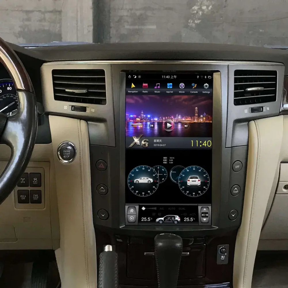 Магнитола для Lexus LX570 2007-2015 - Kuberg ZF-1819-GE вертикальный экран в стиле "Тесла" на Android 13, 8Гб+128Гб, CarPlay, 4G SIM-слот