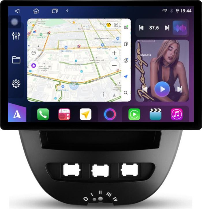 Магнитола для Citroen C1, Peugeot 107, Toyota Aygo - FarCar BX877 монитор 13" 2K QLED на Android 13, Быстрая, CarPlay, 4G SIM-слот