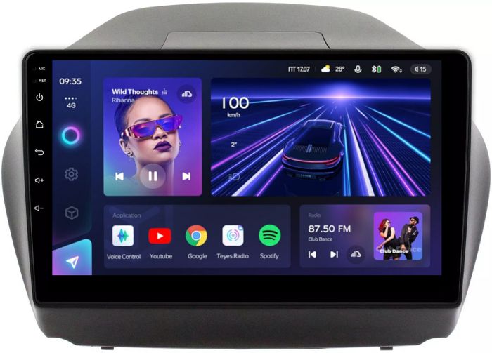 Магнитола для Hyundai iХ35, Tucson 2 2009-2015 (штатный усилитель) - Teyes CC3L монитор 10" IPS на Android 10, CarPlay, 4G SIM-слот