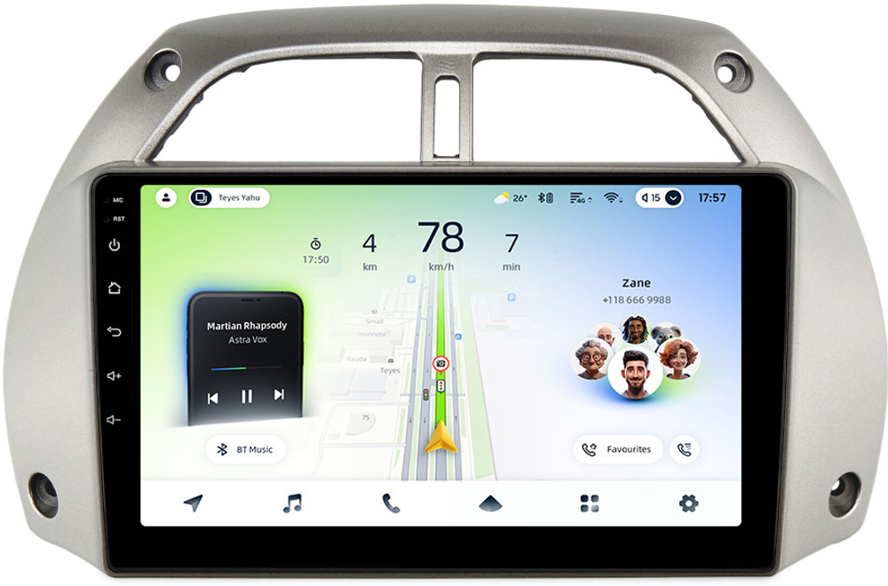 Магнитола для Toyota RAV4 2 2000-2003 - Teyes CC4L монитор 9" IPS на Android 14, Snapdragon 662, CarPlay, 4G SIM-слот