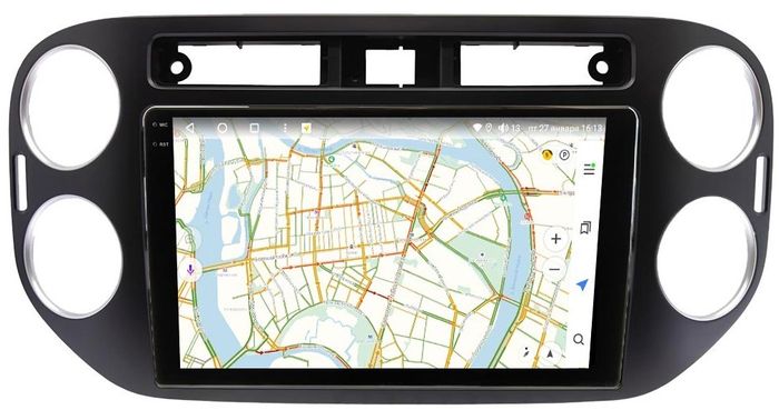 Магнитола для Volkswagen Tiguan 2011-2016 (рамка черная, прямоуг. кнопка ) - Vaycar VA81-0489-2K на Android 13, 8-ядер, 2K QLED, ТОП процессор, CarPlay, 4G SIM-слот