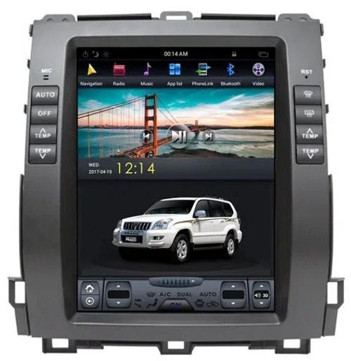 Магнитола для Toyota Land Cruiser Prado 120, Lexus GX470 (экран климата внизу) - Kuberg ZF-1116L-GE вертикальный экран в стиле "Тесла" на Android 13, 8Гб+128Гб, 4G SIM-слот, CarPlay