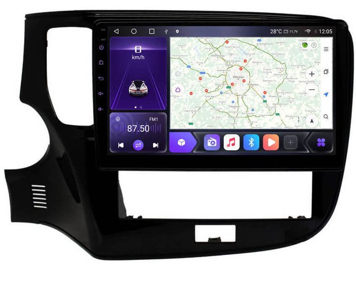 Магнитола для Mitsubishi Outlander 3 2019-2022 (прямоугольный климат) - Kuberg OL-1573-IJ Android 10, 8-ядер, 4G SIM-слот