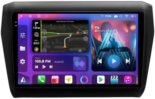 Магнитола для Suzuki Swift 5 2016-2023 (рамка матовая 9) - FarCar BM179-2M-2K монитор 9.5" 2K QLED на Android 14, TS10, 4+32Гб, CarPlay, 4G SIM-слот