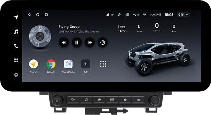 Магнитола для Mitsubishi Eclipse Cross (взамен ШГУ-планшета с крутилками) - Teyes LUX ONE ROUND монитор 12.3" 2K QLED на Android 10, CarPlay, 4G SIM-слот