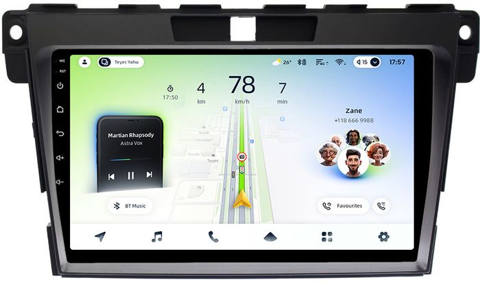 Магнитола для Mazda CX-7 2006-2012 - Teyes CC4L монитор 9" IPS на Android 14, Быстрая, Snapdragon 662, CarPlay, 4G SIM-слот