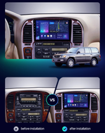 Магнитола для Toyota Land Cruiser 100, Lexus LX470 1998-2002 (кондиционер или климат внизу, рамка дерево) - FarCar DX9-9608F3 монитор 9.5" IPS на Android 13, 4+64Гб, CarPlay