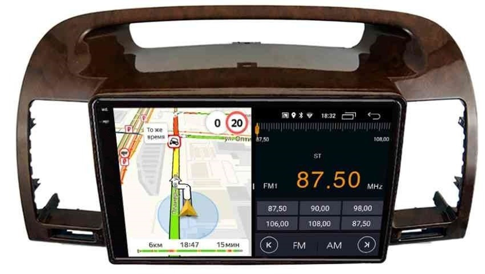 Магнитола для Toyota Camry 30 2001-2006 (рамка дерево) - Parafar PF061RN2K-W на Android 13, QLED+2K, ТОП процессор, 4Гб+32Гб, CarPlay, 4G SIM-слот