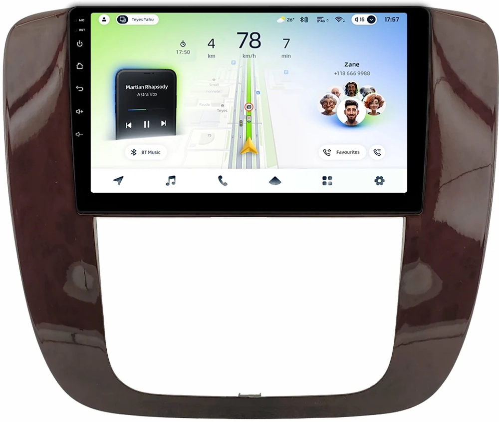 Магнитола для Chevrolet Tahoe 900 2006-2014 (рамка дерево) - Teyes CC4L монитор 9" IPS на Android 14, Snapdragon 662, CarPlay, 4G SIM-слот