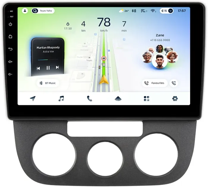 Магнитола для Volkswagen Jetta 5 2005-2010 (кондиционер) - Teyes CC4L монитор 10" IPS на Android 14, Быстрая, Snapdragon 662, CarPlay, 4G SIM-слот
