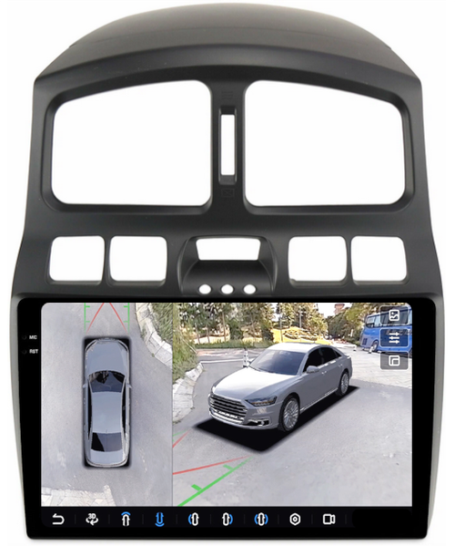 Магнитола для Hyundai Santa Fe 1 2000-2013 - FarCar BX3048M-360 монитор 9.5" 2K QLED на Android 13, 6Гб+128Гб, CarPlay, 4G SIM-слот, 4 камеры в комплекте