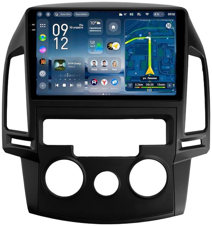 Магнитола для Hyundai i30 1 2007-2012 (кондиционер) - Teyes CC4-PRO монитор 9.5" 2K QLED на Android 13, Snapdragon 778G, ИИ, CarPlay, DSP, 4G SIM-слот
