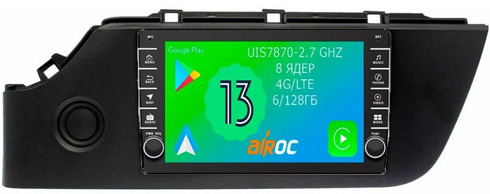 Магнитола для KIA Rio 4, Rio X-Line 2020-2022 - Airoc AB-2324 (кнопки и крутилки), Android 13, Быстрая, SIM-слот, CarPlay