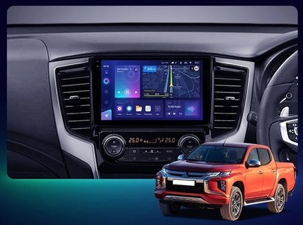 Магнитола для Mitsubishi L200 2019-2024 (правый руль, климат) - Kuberg SF-9308 QLed+2K, Android 13, TS20, CarPlay, 4G SIM-слот