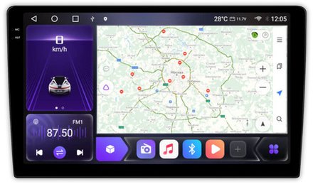 Магнитола в 9" рамку с QLed+2K экраном 9.5" - Kuberg OL Android 12, ТОП процессор, CarPlay, 4G SIM-слот