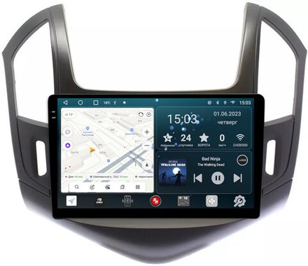 Магнитола для Chevrolet Cruze 2012-2015 (серебро/черный) - RedPower 048 Android 10, QLED+2K, ТОП процессор, 6Гб+128Гб, CarPlay, SIM-слот