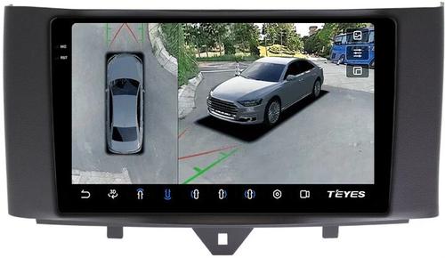 Магнитола для Smart ForTwo W451 2010-2015 - Teyes CC3-2K-360 монитор 9.5" 2K QLED на Android 10, 6Гб+128Гб, CarPlay, 4G SIM-слот, 4 камеры в комплекте